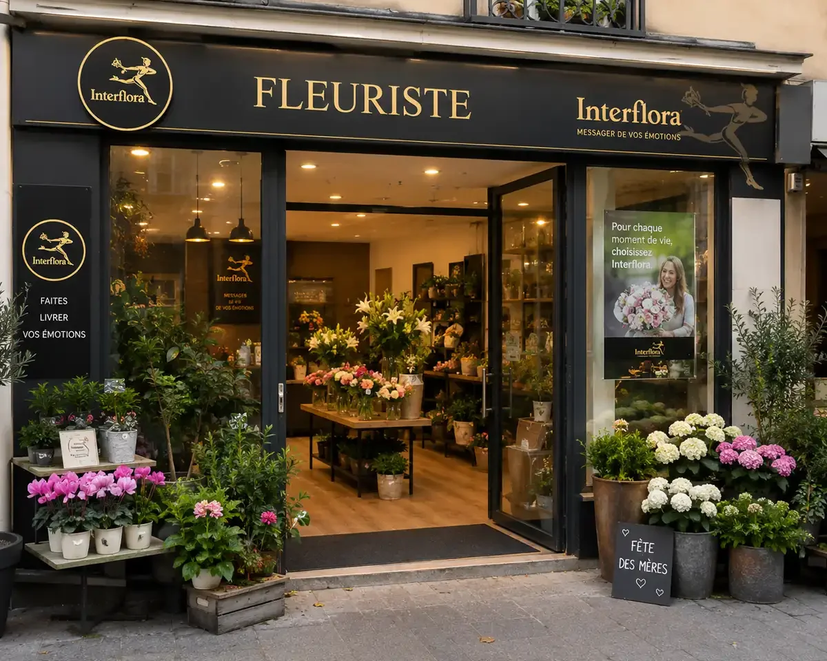 Bouquet de fleurs fraîches préparé par un fleuriste artisan Interflora en boutique